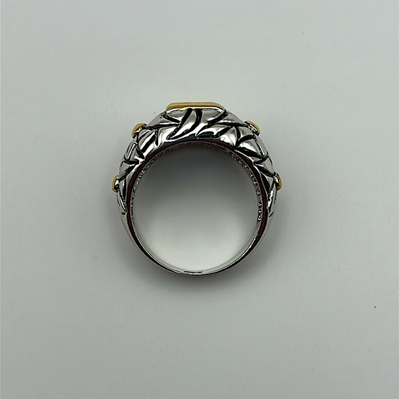 EUC sz8.25 JH Insp. 2CT BEZEL blue stone 925/18k FLORAL ORNATE DOME ring - Picture 5 of 15